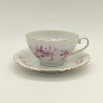 купить Чайная пара с цветочным декором, фарфор, деколь, золочение, Epiag D. F., Чехословакия, 1946-1980 гг.