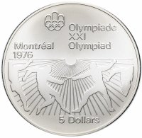 купить Канада 5 долларов (dollars) 1976 "XXI летние Олимпийские Игры, Монреаль 1976: Фехтование"