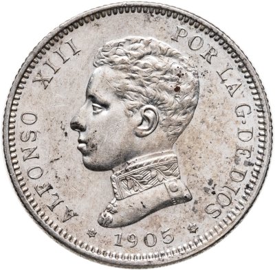 купить Испания 2 песеты (pesetas) 1905