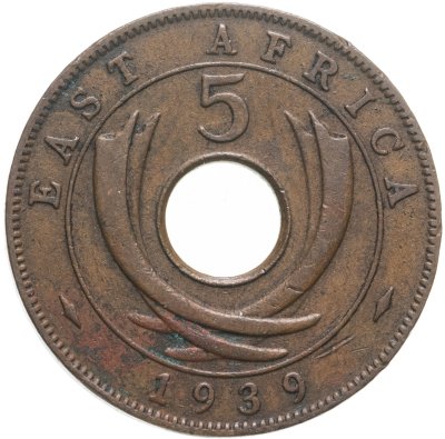 купить Британская Восточная Африка 5 центов 1939