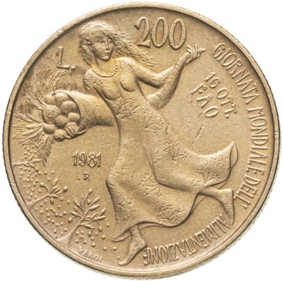 купить Италия 200 лир 1981 "ФАО - Всемирный день продовольствия"