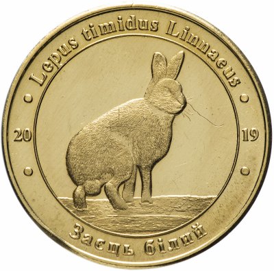 купить Украина монетовидный жетон 1 злотник 2019 "Красная книга Украины-Заяц-беляк"