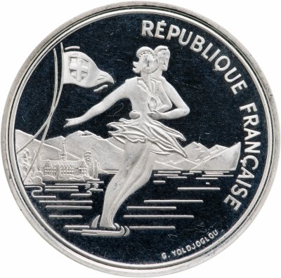 купить Франция 100 франков (francs) 1989 XVI зимние Олимпийские Игры, Альбервиль 1992 - Парное фигурное катание