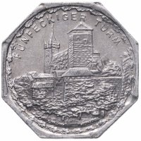 купить Германия (Нюрнберг) нотгельд 20 пфеннигов 1921 "Пятиугольная башня" трамвайный жетон