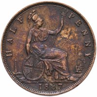 Купить Великобритания 1/2 пенни 1887