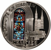 купить Острова Кука 10 долларов 2014 Proof "Небесные витражи - Шартрский собор", в футляре, с сертификатом