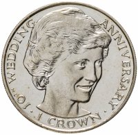 купить Гибралтар 1 крона (crown) 1991 "10 лет свадьбе Принца Чарльза и Леди Дианы /Леди Диана"