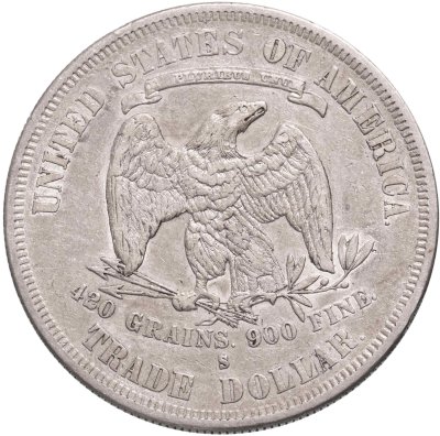 купить США 1 доллар (dollar) 1877 "Торговый доллар", знак монетного двора: "S" - Сан-Франциско