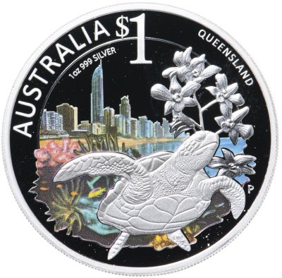 купить Австралия 1 доллар (dollar) 2010 Квинсленд Черепаха