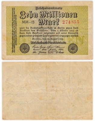 купить Германия 10000000 марок 1923 года (Pick 106а)