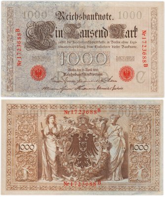 купить Германия 1000 марок 1910 красная печать