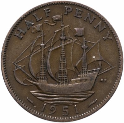 купить Великобритания 1/2 пенни (penny) 1937-1952, случайный год