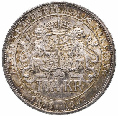 купить Швеция 2 кроны 1897 "25-летие правления Оскара II"