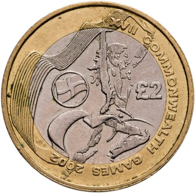 купить Великобритания 2 фунта (pounds) 2002 "XVII Игры Федерации Содружества наций - флаг Англии"