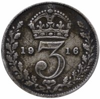 Купить Великобритания 3 пенса (pence) 1916