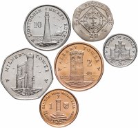 купить Остров Мэн набор 6 монет 1, 2, 5, 10, 20, 50 пенсов 2010 год "Маяк"