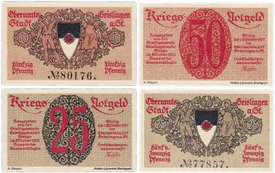 купить Германия (Вюртемберг: Гайслинген) набор из 2-х нотгельдов 1918