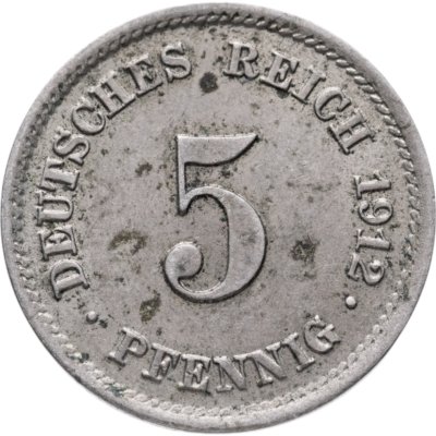 купить Германия 5 пфеннигов (pfennig) 1912 знак монетного двора: "E" - Мульденхюттен