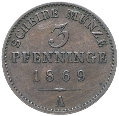 купить Германия, Пруссия 3 пфеннига 1869