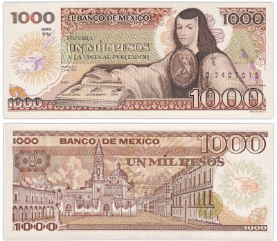 купить Мексика 1000 песо 1985 год Pick 85 серия YN