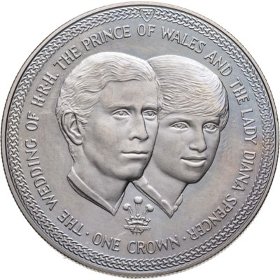 купить Остров Мэн 1 крона (crown) 1981 Свадьба Принца Чарльза и Леди Дианы /портреты/