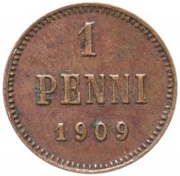 купить 1 пенни 1909, монета для Финляндии