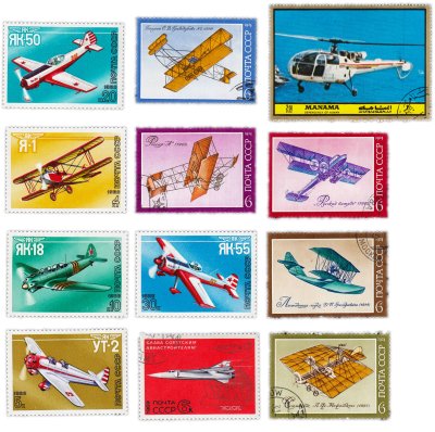 купить Набор из 12 марок "Самолеты. Вертолеты"
