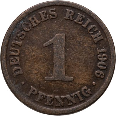 купить Германия 1 пфенниг 1906, знак монетного двора: "А" - Берлин