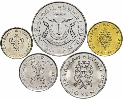 купить Бруней набор монет 2006-2010 (5 штук, UNC)