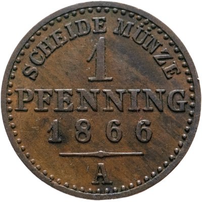 купить Германия, Пруссия 1 пфенниг 1866