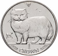 Купить Остров Мэн 1 крона (crown) 1989 "Кошки - Персидская кошка"