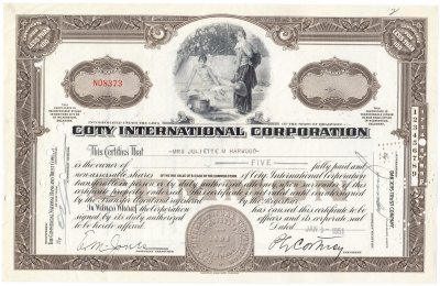 купить Акция США COTY INTERNATIONAL CORPORATION 1947-1953 гг.