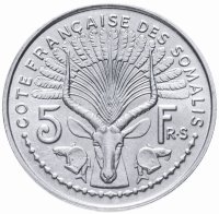 купить Французский Берег Сомали (Джибути) 5 франков (francs) 1959