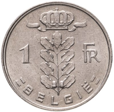 купить Бельгия 1 франк (franc) 1978 надпись на голландском - 'BELGIE'