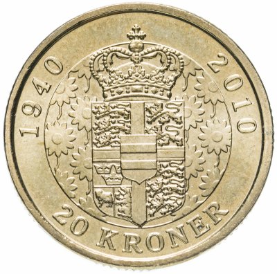 купить Дания 20 крон (kroner) 2010 70 лет со дня рождения королевы Маргрете II