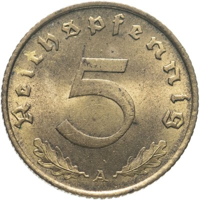купить Германия (Третий рейх) 5 рейхспфеннигов (reichspfennig) "A" 1937