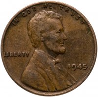 купить США 1 цент (cent) 1945 без обозначения монетного двора