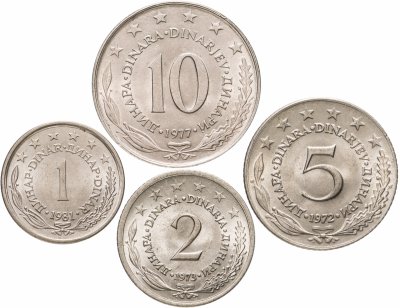 купить Югославия, набор из 4 монет 1973-1981 годов