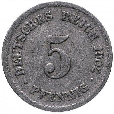 купить Германия 5 рейх пфеннигов 1902 "F"