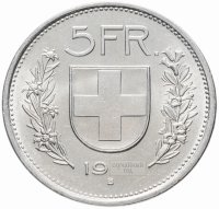 Купить Швейцария 5 франков 1965-1969 случайный год