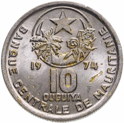 купить Мавритания 10 угий 1974