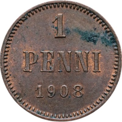 купить 1 пенни (penny) 1908, монета для Финляндии