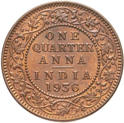 купить Британская Индия 1/4 анны (anna) 1936