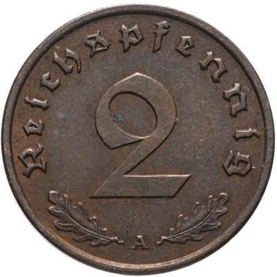 купить Германия (Третий рейх) 2 рейхспфеннига (reichspfennig) "A" 1938