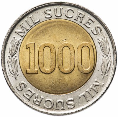 купить Эквадор 1000 сукре (sucres) 1997 "70 лет Центробанку"