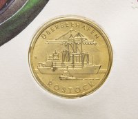 Купить Германия (ГДР) 5 марок 1988 "30 лет порту города Росток" в конверте