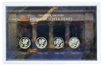 купить США набор монет 1916-1945 "Четыре десятилетия" 10 центов (Mercury dime)" (в футляре)