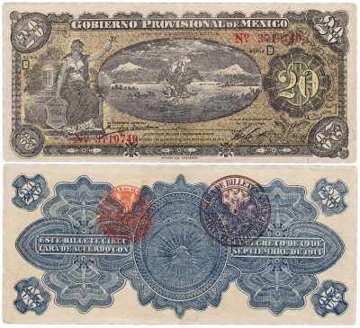 купить Мексика 20 песо 1914 (Pick S1111а(1)
