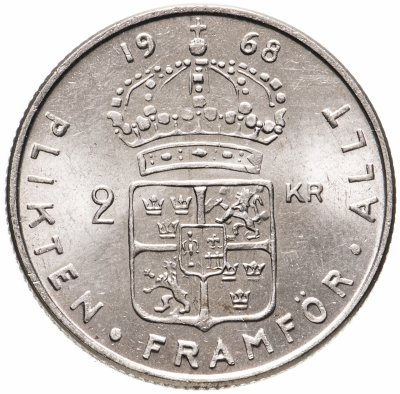 купить Швеция 2 кроны 1968