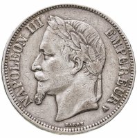 купить Франция 5 франков 1867 "A"